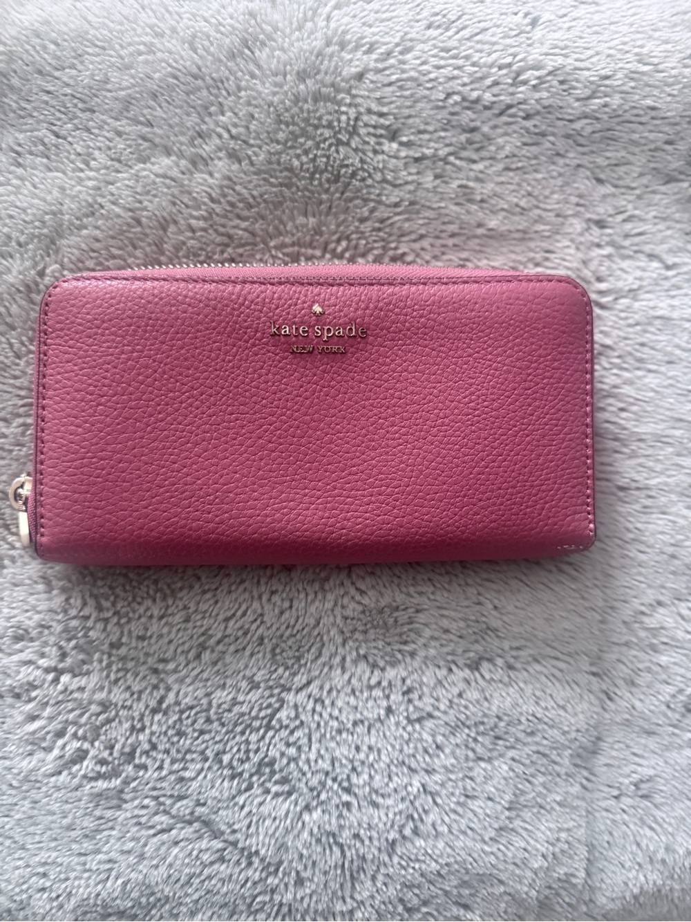 Kate Spade New York Pink Pebbled Leather Zip-Around Wallet / Wristlet